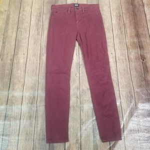 Hudson Womens Jeans Red 26 Nico Mid Rise Ankle Super Skinny Stretch